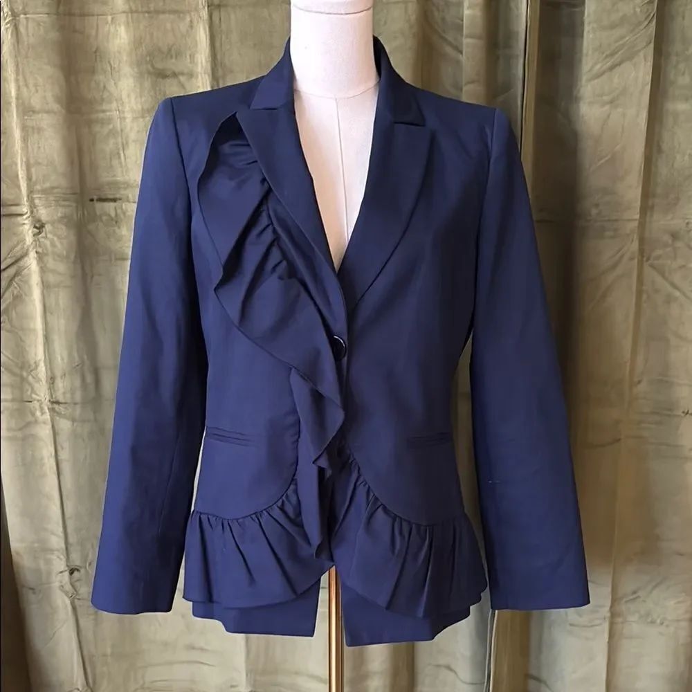 Red Valentino Elegant Navy Women's ruffle detailed Jacket/ blazer, US10